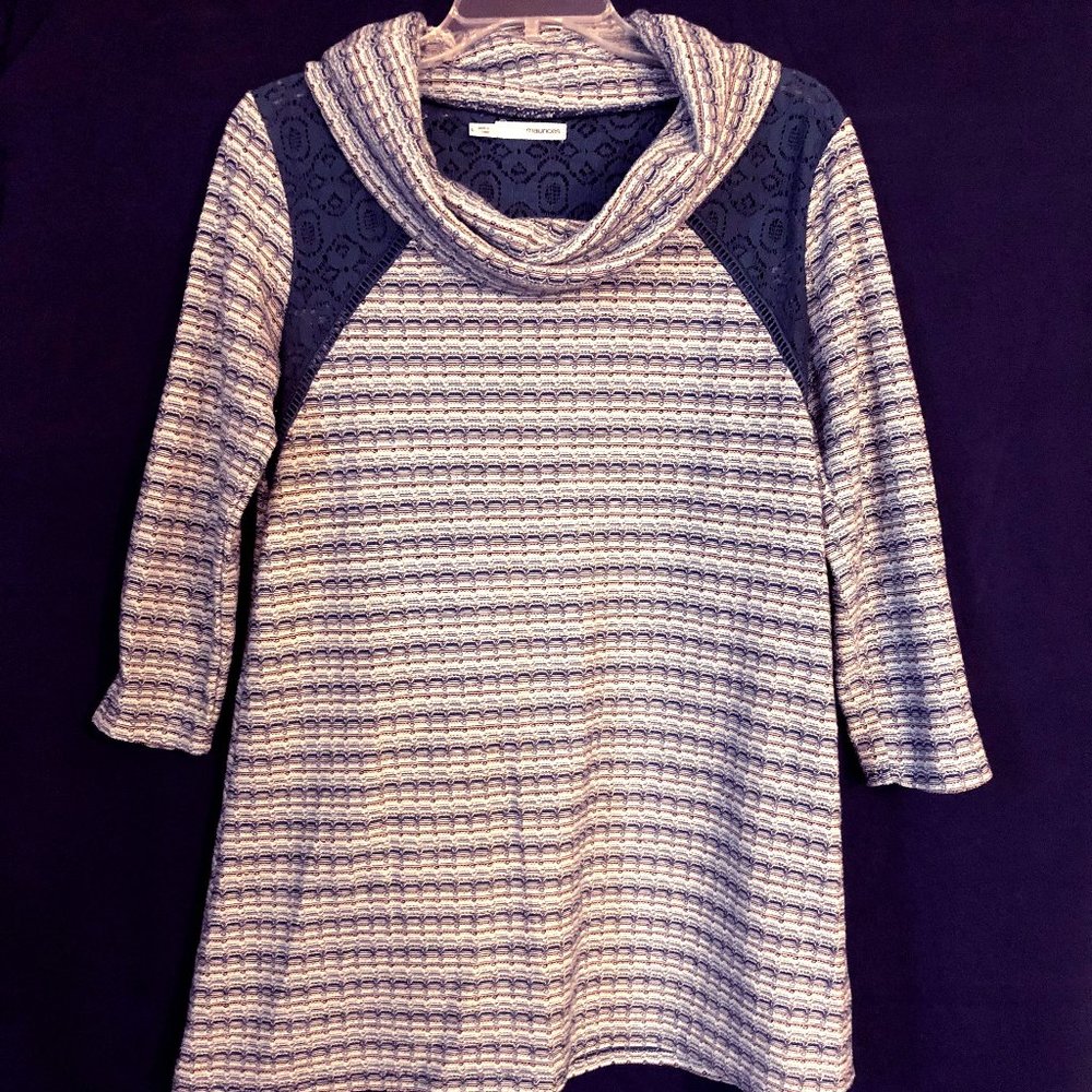 Maurice's Top Large Blue and White Stripe